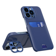 Leather Stand Case for iPhone 14 Pro Max cover card wallet with stand blue Leather Stand Case for iPhone 14 Pro Max cover card wallet with stand blue