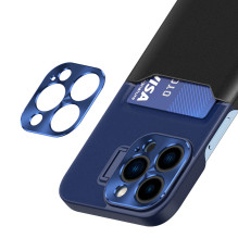 Odinis stovo dėklas, skirtas iPhone 14 Pro Max padengti kortelių piniginę su mėlynos spalvos stovu Odinis stovo dėklas, skirtas iPhone 14 Pro Max padengti kortelių piniginę su mėlynos spalvos stovu