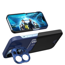 Odinis stovo dėklas, skirtas iPhone 14 Pro Max padengti kortelių piniginę su mėlynos spalvos stovu Odinis stovo dėklas, skirtas iPhone 14 Pro Max padengti kortelių piniginę su mėlynos spalvos stovu