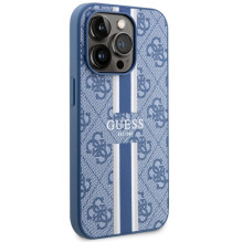 Guess GUHMP14LP4RPSB iPhone 14 Pro 6,1' mėlynas / mėlynas kietas dėklas, 4G spausdintos juostelės MagSafe