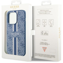 Guess GUHMP14LP4RPSB iPhone 14 Pro 6,1' mėlynas / mėlynas kietas dėklas, 4G spausdintos juostelės MagSafe
