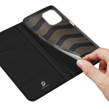 „Dux Ducis Skin Pro“ dėklas, skirtas „Realme 10 5G“ / „Realme 9i 5G“, apverčiamas kortelės piniginės stovas, juodas „Dux Ducis Skin Pro“ dėklas, skirtas „Realme 10 5G“ / „Realme 9i 5G“, apverčiamas kortelės piniginės stovas, juodas