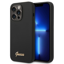 Guess GUHCP14XSLSMK iPhone 14 Pro Max 6,7' juodas / juodas kietas dėklas Silikoninis vintage auksinis logotipas