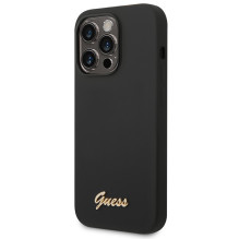 Guess GUHCP14XSLSMK iPhone 14 Pro Max 6,7' juodas / juodas kietas dėklas Silikoninis vintage auksinis logotipas