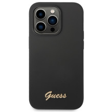 Guess GUHCP14XSLSMK iPhone 14 Pro Max 6,7' juodas / juodas kietas dėklas Silikoninis vintage auksinis logotipas