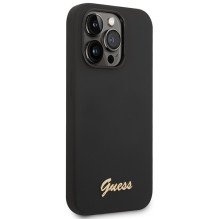 Guess GUHCP14XSLSMK iPhone 14 Pro Max 6.7" black / black hard case Silicone Vintage Gold Logo