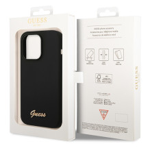 Guess GUHCP14XSLSMK iPhone 14 Pro Max 6.7" black / black hard case Silicone Vintage Gold Logo