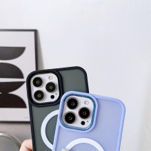 Magnetinės spalvos matinis dėklas iPhone 15 Plus - žalias