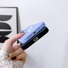 Magnetinės spalvos matinis dėklas iPhone 15 Plus - žalias