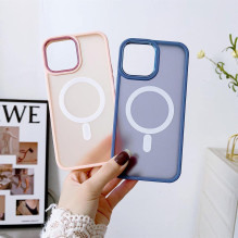 Magnetinės spalvos matinis dėklas iPhone 15 Plus - žalias