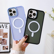 Magnetinės spalvos matinis dėklas iPhone 15 Plus - žalias