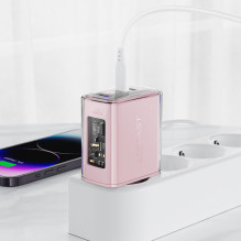 Acefast įkroviklis GaN 65W 3 prievadai (1xUSB, 2xUSB C) pilka (A45)
