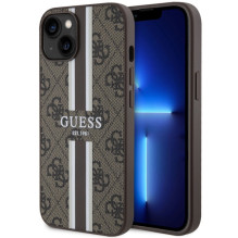 Guess GUHMP14SP4RPSW iPhone 14 6.1" brown / brown hardcase 4G Printed Stripes MagSafe