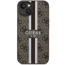 Guess GUHMP14SP4RPSW iPhone 14 6,1 colio rudas / rudas kietas dėklas, 4G spausdintos juostelės MagSafe