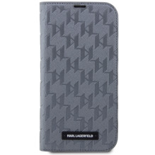 Karl Lagerfeld KLBKP14LSAKLHPG iPhone 14 Pro 6.1' knygų spinta sidabrinė / sidabrinė Saffiano monograma Karl Lagerfeld KLBKP14LSAKLHPG iPhone 14 Pro 6.1' knygų spinta sidabrinė / sidabrinė Saffiano monograma