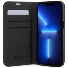 Karl Lagerfeld KLBKP14LSAKLHPG iPhone 14 Pro 6.1' knygų spinta sidabrinė / sidabrinė Saffiano monograma Karl Lagerfeld KLBKP14LSAKLHPG iPhone 14 Pro 6.1' knygų spinta sidabrinė / sidabrinė Saffiano monograma