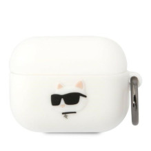Karl Lagerfeld KLAPRUNCHH AirPods Pro dangtelis baltas / baltas Silikoninis Choupette Head 3D