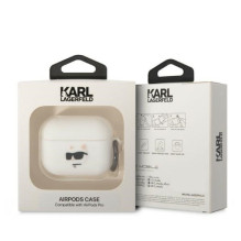 Karl Lagerfeld KLAPRUNCHH AirPods Pro dangtelis baltas / baltas Silikoninis Choupette Head 3D