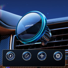Joyroom car phone holder with 15W Qi inductive charger (MagSafe compatible) for air vent, silver (JR-ZS291)