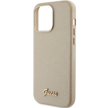 Guess Glitter Glossy Script dėklas, skirtas iPhone 15 Pro Max - auksinis