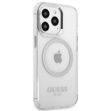 Guess Metal Outline MagSafe dėklas, skirtas iPhone 13 Pro / iPhone 13 - sidabrinis Guess Metal Outline MagSafe dėklas, skirtas iPhone 13 Pro / iPhone 13 - sidabrinis