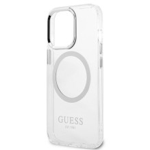 Guess Metal Outline MagSafe dėklas, skirtas iPhone 13 Pro / iPhone 13 - sidabrinis Guess Metal Outline MagSafe dėklas, skirtas iPhone 13 Pro / iPhone 13 - sidabrinis