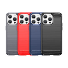 Flexible carbon pattern case for iPhone 15 Pro Max Carbon Case - blue