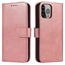 Piniginės dėklas su stovu iPhone 15 Pro magnetiniam dėklui – rožinis Piniginės dėklas su stovu iPhone 15 Pro magnetiniam dėklui – rožinis