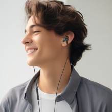 Acefast L1 į ausis įdedamos ausinės su Lightning jungtimi, mikrofonu ir nuotolinio valdymo pulteliu 1,2 m - juodos