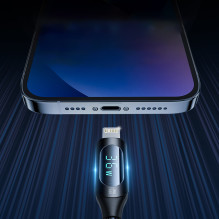 Wozinsky WUCLC2 Lightning – USB-C 36W 480Mb/s laidas 2m su ekranu – juodas