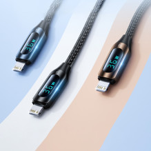 Wozinsky WUCLC2 Lightning – USB-C 36W 480Mb/s laidas 2m su ekranu – juodas