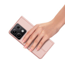 Dux Ducis Skin Pro dėklas su atvartu ir kortelės lizdu, skirtas Xiaomi Redmi Note 13 5G - rožinis