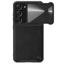 Nillkin CamShield Leather S dėklas, skirtas Samsung Galaxy S23+ dangtelis su juodu fotoaparato dangteliu Nillkin CamShield Leather S dėklas, skirtas Samsung Galaxy S23+ dangtelis su juodu fotoaparato dangteliu