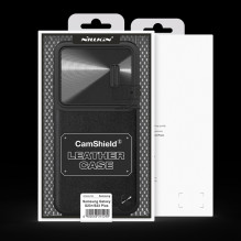 Nillkin CamShield Leather S dėklas, skirtas Samsung Galaxy S23+ dangtelis su juodu fotoaparato dangteliu Nillkin CamShield Leather S dėklas, skirtas Samsung Galaxy S23+ dangtelis su juodu fotoaparato dangteliu