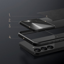 Nillkin CamShield Leather S dėklas, skirtas Samsung Galaxy S23+ dangtelis su juodu fotoaparato dangteliu Nillkin CamShield Leather S dėklas, skirtas Samsung Galaxy S23+ dangtelis su juodu fotoaparato dangteliu