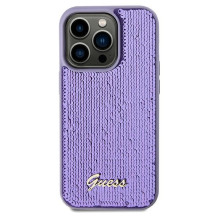Guess Sequin Script Metalinis dėklas iPhone 13 Pro Max - violetinis