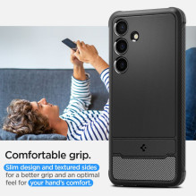 Spigen Rugged Armor dėklas, skirtas Samsung Galaxy S24 - matinė juoda