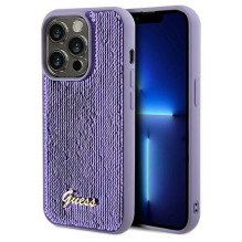 Guess Sequin Script Metalinis dėklas iPhone 14 Pro - violetinis