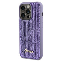 Guess Sequin Script Metalinis dėklas iPhone 14 Pro - violetinis