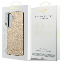 Guess Glitter Script dėklas Samsung Galaxy S24 - auksinis