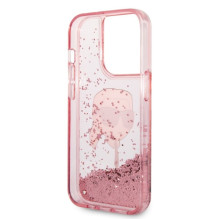 „Karl Lagerfeld“ blizgučiais puoštas „Karl's Head“ dėklas, skirtas „iPhone 14 Pro“ – rožinis