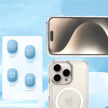 Skaidrus kampinis dėklas MagSafe, skirtas iPhone 16 Plus – skaidrus