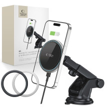 Tech-Protect A2 automobilinio telefono laikiklis su MagSafe 15W indukciniu įkrovikliu kabinai - juodas