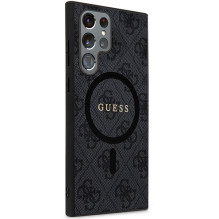 Guess 4G Collection odinis metalinis logotipas MagSafe dėklas, skirtas Samsung Galaxy S24 Ultra - juodas