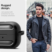 „Spigen Rugged Armor“ Samsung Galaxy Buds 3/3 Pro dėklas – juodas