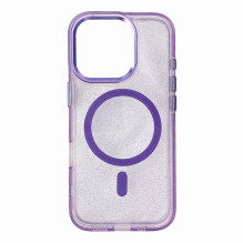 Blizgantis dėklas MagSafe skirtas iPhone 16 - violetinis su blizgučiais