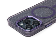 Blizgantis dėklas MagSafe skirtas iPhone 16 - violetinis su blizgučiais