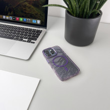 Blizgantis dėklas MagSafe skirtas iPhone 16 - violetinis su blizgučiais