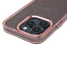 Blizgantis dėklas iPhone 16 - rožinis su blizgučiais