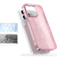 Blizgantis dėklas iPhone 16 Pro - rožinis su blizgučiais